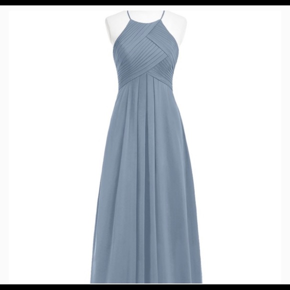 Azazie Dresses & Skirts - Dusty blue chiffon formal gown by Azazie